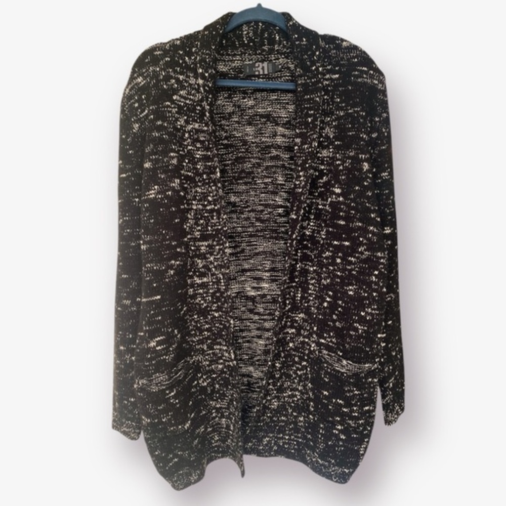 Simons Black and White Sweater Cardigan Size XL